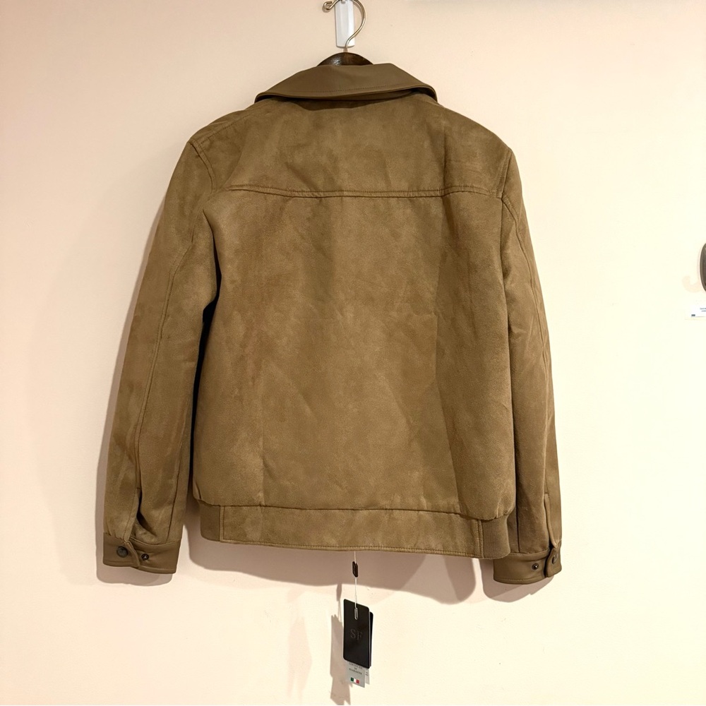NWT Suede Style Bomber Jacket, Medium, Italian, Faux Leather, 1980's Euro Summer - Picture 4 of 12